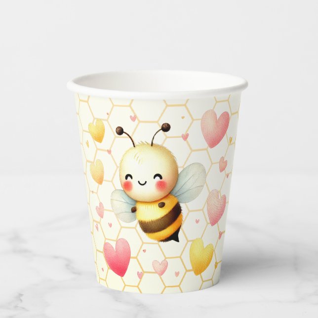 Colourful Happy Little Honey Bee Baby Shower Cute Paper Cups (Front)