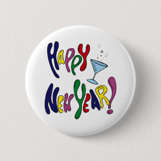 Colourful Happy New Year 2 Inch Round Button