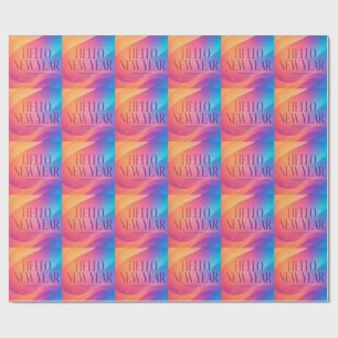 Colourful Happy New Year Greeting ,Glow and Bold Wrapping Paper