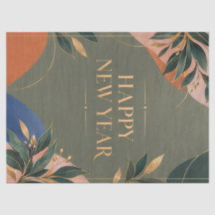Colourful Happy New Year Greeting with Metallic Tissue Paper