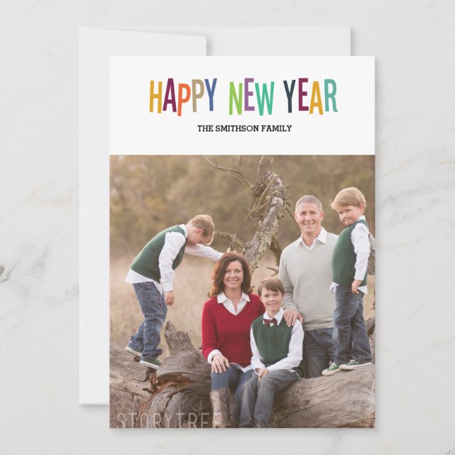 colourful happy new year new year card (Front)