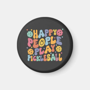 Colourful Happy People Play Pickleball Player Magnet