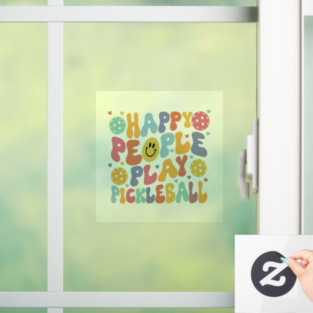 Colourful Happy People Play Pickleball Window Cling (Home)