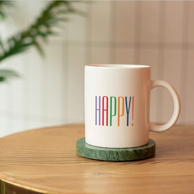 Colourful Happy Quote Coffee Mug (Creator Uploaded)