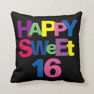 Colourful Happy Sweet 16 Throw Pillow