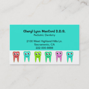 Colourful Happy Teeth Custom Dentist Business Card