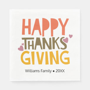 Colourful Happy Thanksgiving Personalized Party Napkin
