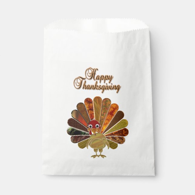 Colourful Happy Thanksgiving Turkey Favour Bag (Front)