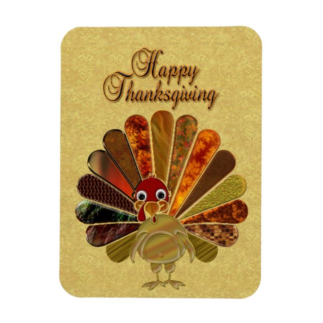Colourful Happy Thanksgiving Turkey Magnet (Vertical)