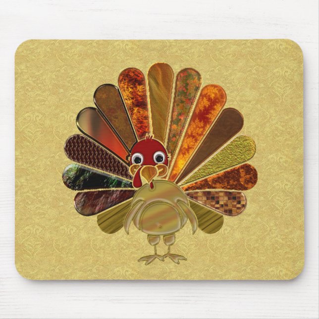 Colourful Happy Thanksgiving Turkey Mouse Pad (Front)