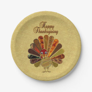 Colourful Happy Thanksgiving Turkey Paper Plate