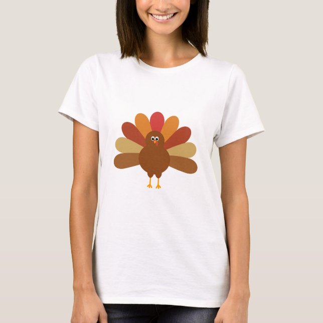 Colourful Happy Thanksgiving Turkey T-Shirt (Front)