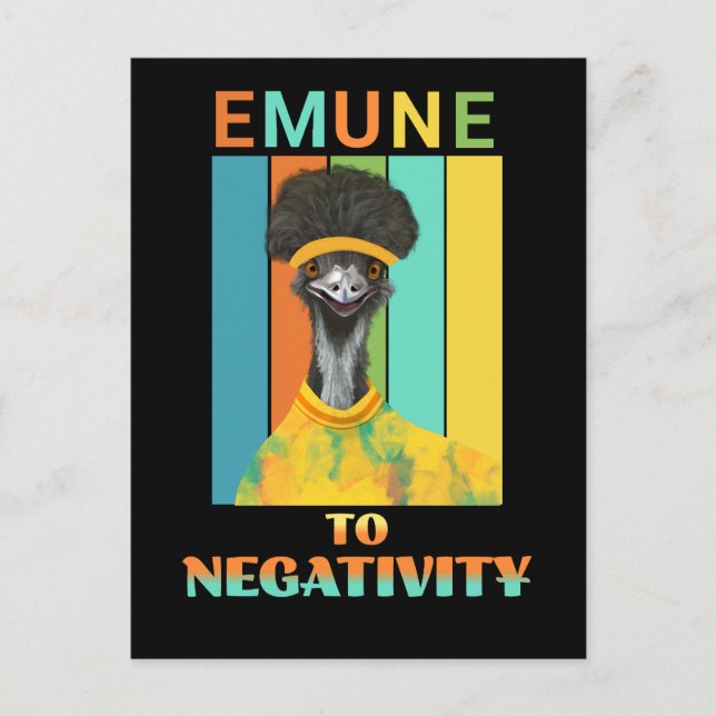 Colourful Happy Vibes Emu Bird Pun  Postcard (Front)