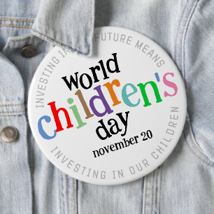 Colourful Happy World Children's Day 6 Inch Round Button