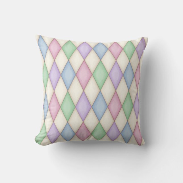Colourful Harlequin Diamond Check Pattern Throw Pillow (Front)