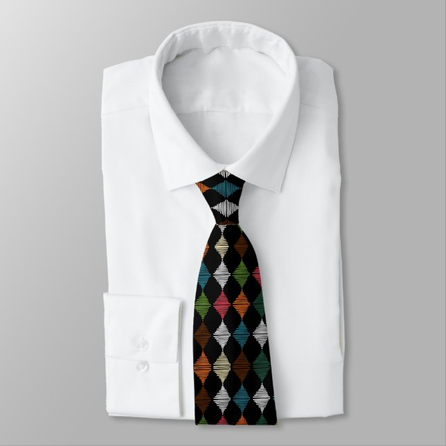 Colourful Harlequin Diamond Tie (Tied)