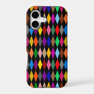 Colourful Harlequin Diamonds Design Black