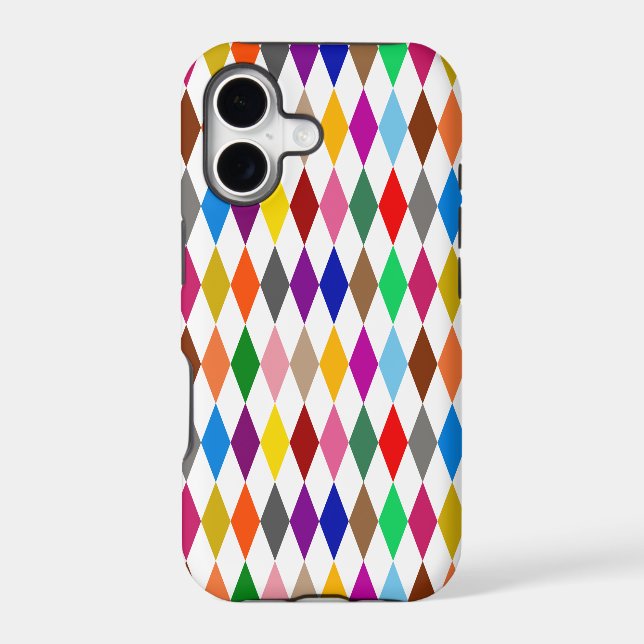 Colourful Harlequin Diamonds Design White  (Back)