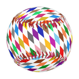 Colourful Harlequin Diamonds Design White  Baseball