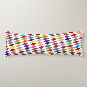 Colourful Harlequin Diamonds Design White Body Pillow