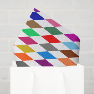 Colourful Harlequin Diamonds Design White Tissue Paper