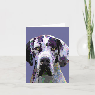 Colourful Harlequin Great Dane Face Card