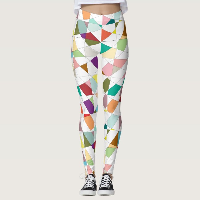Colourful Harlequin Tapestry Pattern Leggings (Front)