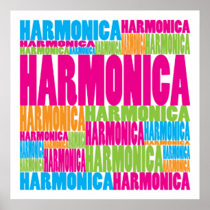 Colourful Harmonica Poster