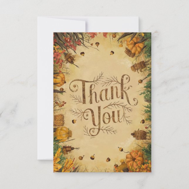Colourful Harvest Autumn Fall Thank You Card (Front)