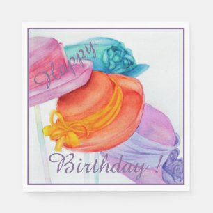 Colourful Hats Happy Birthday Party Napkin