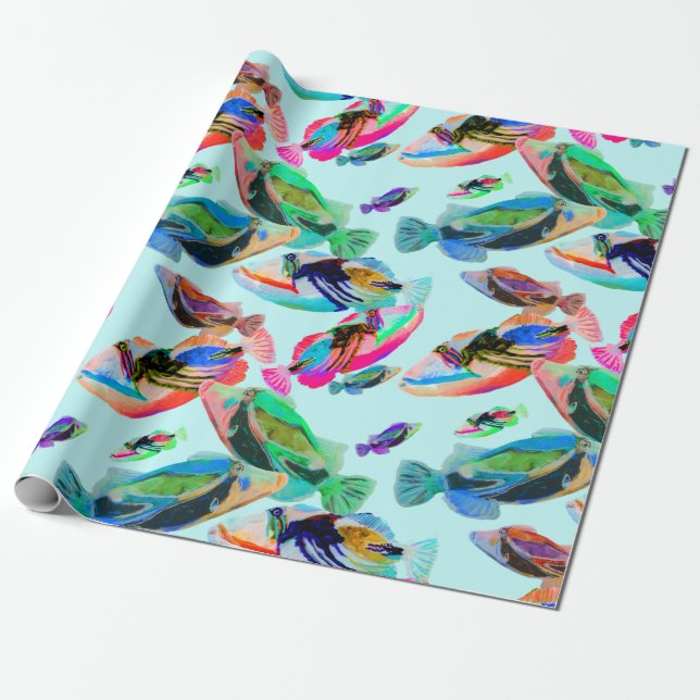 Colourful Hawaii State Fish Wrapping Paper (Unrolled)
