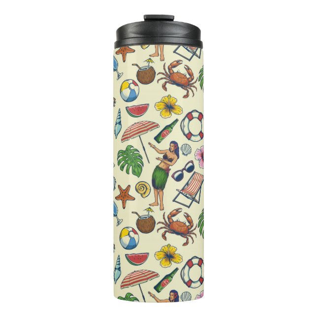 Colourful Hawaiian beach tropical themed pattern Thermal Tumbler (Front)