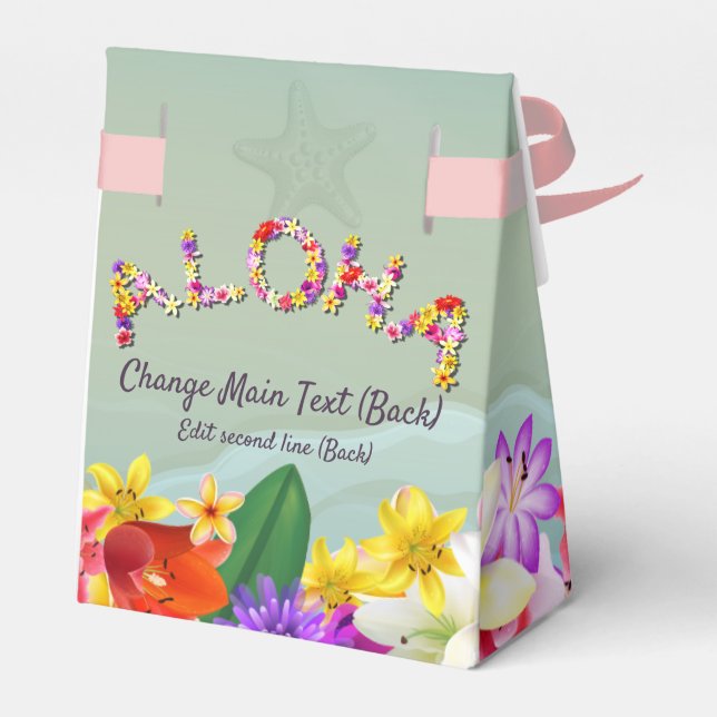 Colourful Hawaiian Beach Wedding Themed Favor Box (Back Side)