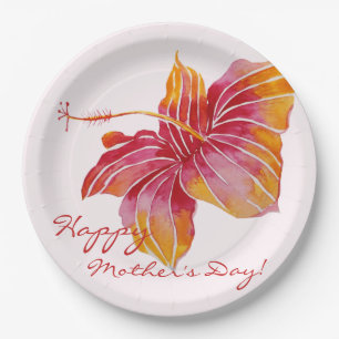 Colourful Hawaiian Floral Mother's Day Paper Plate