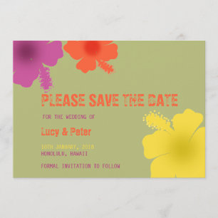 Colourful Hawaiian Hibiscus Wedding Save the Date