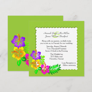 Colourful Hawaiian Tropical Wedding Invitation