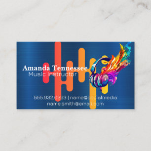 Colourful Headphones Art   Equalizer Business Card