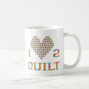 Colourful Heart and Typography Quilt Pattern Coffee Mug