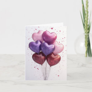 Colourful Heart Balloons Valentine's Greeting Card
