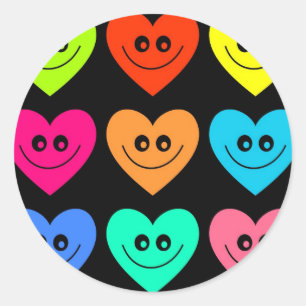 Colourful Heart Classic Round Sticker