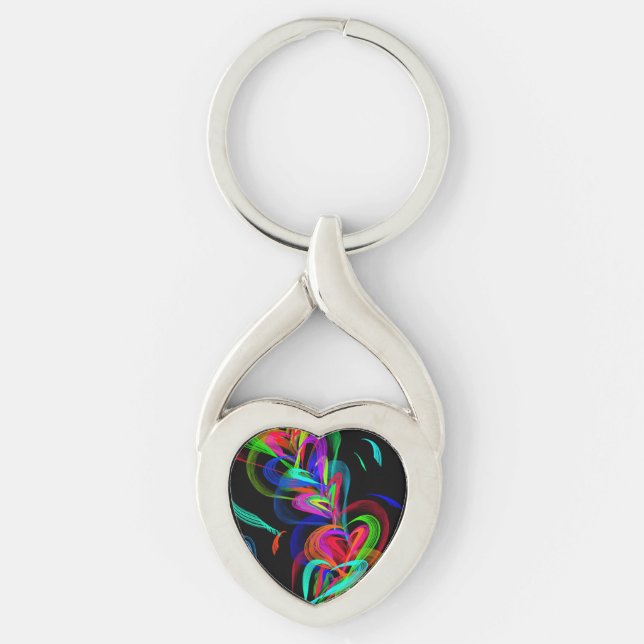 Colourful Heart Doodle Keychain (Front)