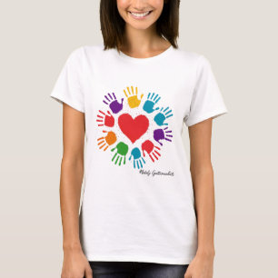 Colourful Heart Handprint Art – Love & Kindness De T-Shirt