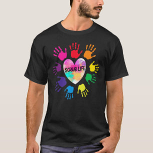 Colourful Heart Hands Tie Dye Scrub Life Nurse Cna T-Shirt