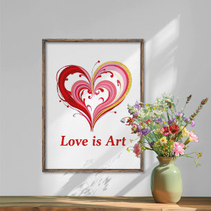 Colourful Heart Love Art Illustration Poster