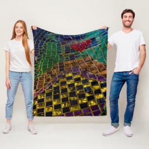 Colourful Heart Mosaic Fleece Blanket