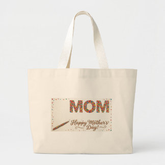 Colourful Heart Mosaic MOM Personalized Name Mothe Large Tote Bag