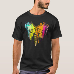 Colourful Heart Nurse Er Rn Cdn Medical Nurse Stud T-Shirt