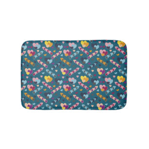 Colourful Heart Pattern Bath Mat