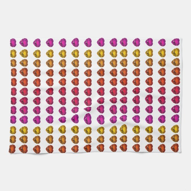 Colourful Heart Pattern – Fun & Playful Design Kitchen Towel (Horizontal)