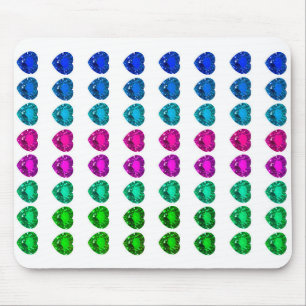 Colourful Heart Pattern Heart Gemstones Mouse Pad